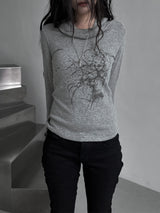 melt drape neck slim T (3color)