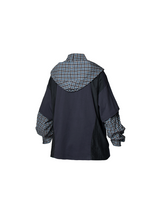 RELABEL Three-Dimensional Composition (Texture) Detachable Hood Fake Two-Piece Multi Wear Texture Checkered Shirt