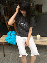 Derson Lace Shirring Banding Capri Pants