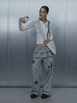 FRILL LEOPARD PRINT PANTS / GREY_P