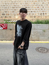 タイムプリンティング長袖Tシャツ