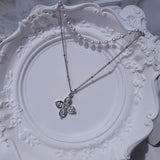 [NMIXX ジウ Necklace] ルナ ブロッサム レイヤード ネックレス - Silver color