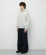 STRIPE BASIC LOGO ZIP-UP HOODIE_GREY
