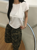 フィックスリベットホルターネックTシャツ (2c)