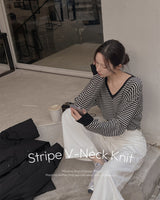 【MADE】Striped V-neck Knit
