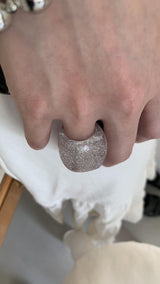 Silver glitter bold ring