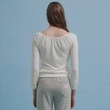 Lace Up Long T-shirt (White)