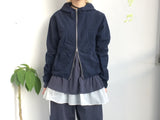 Shirring Pocket Two-Way Wind Zip-Up