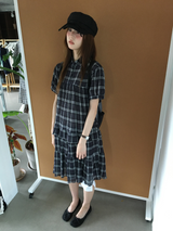 Cold check collar dress (2color) 