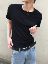 ノエアミュージックヘンリーネックショートスリーブTシャツ3C