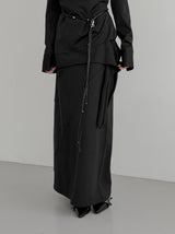 Scar Drape Layered Wrap Long Skirt