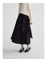Soft ruffle striped asymmetrical flare skirt