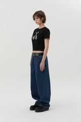 UNION JACK CROP T-SHIRT - BLACK 