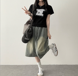 エリンカーペンターポケットバンド付き デニムバミューダパンツ