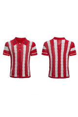 Retro Knit Stripe Polo Tee