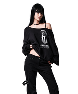 91 CREST PIERCING ONE-SHOULDER SWEATSHIRT BLACK