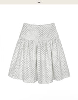 cheek dot flare button midi sk