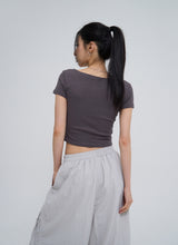 [U-BASIC] ソフトコットンVネッククロップドTシャツ