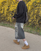 Sheer Raw-Edge Waffle Long Sleeve