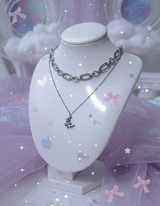 [Baby Monster ローラ Necklace] バレエコアムーンレイヤードネックレス(Surgical Steel)