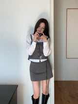 Tailor Mono Button Bustier Back Slit Top