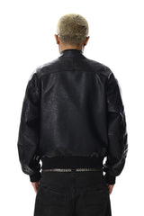 Textured PU Leather Jacket