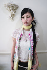 Oriental flower scarf (White/Yellow)
