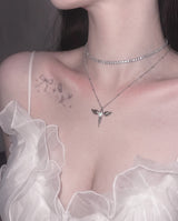 [NMIXX Jiwoo Necklace/Anti-tarnish] Angelic Wand Layered Necklace - Silver Color