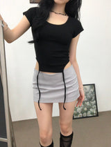 ピンタックミニサテンスカート