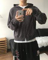 Roving Slub Cropped Hooded Zip-up