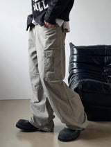 Grayish wide cargo pants