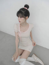 [Limited quantity] Beniel Stripe Ribbon Mini Dress