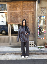 デット起毛ルーズフィットチェックシャツ（2c）