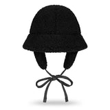 VA Curved Logo Sherpa Fur Flap Bucket Hat / Black