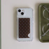 [Jelly] ミニドット  (Brown&blue dot) カードポケットケース