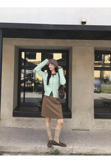 Mint Brown Layered Cardigan Knitwear