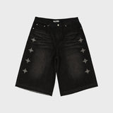 Western Stud Bermuda Denim Pants