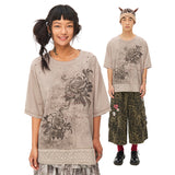 ニットノイジーホットダイヤモンドフローラル半袖Tシャツ