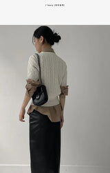 Autumn Wool Cable Knit Half Knit