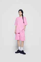 24FW アップリケロゴピグメントショートスリーブTシャツライトピンク