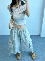 7/10 ロープピグメントワッシュカーゴバミューダパンツ🩷🩶🤍 - 3 カラーズ