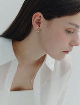 26SS★ Champagne Full Moon Silver (C) Duo Earrings S