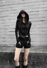 26FW★ SHADOW BUTTON HOODED ZIP-UP