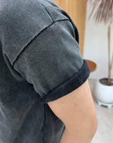 フェレール ヴィンテージ リブド ヘンリーネック ショートスリーブ Tシャツ