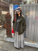 [unisex] ランジストリングウィンドブレーカーフィールドフードジャンパー