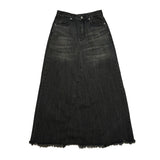 Long cutting denim skirt