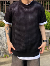 メッシュラウンド半袖ニット 3C