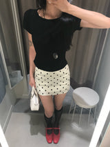 ポピー ボートネック スリム ハーフスリーブ Tシャツ
