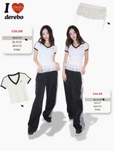 Black lace line sweatpants