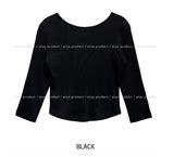[U-BASIC] ミューズボートネック スリークォータークロップ T シャツ